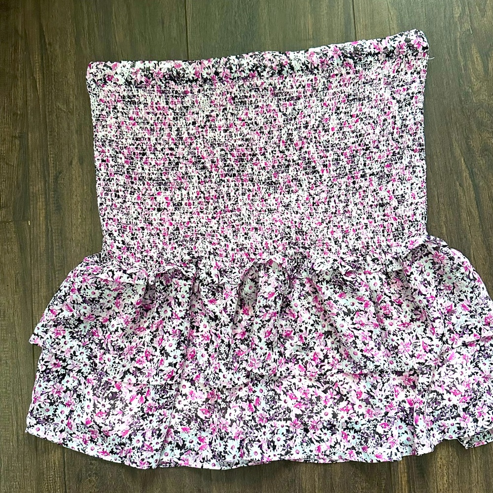Karl Lagerfeld Paris Printed Tiered Skirt Fuchsia Purple M
